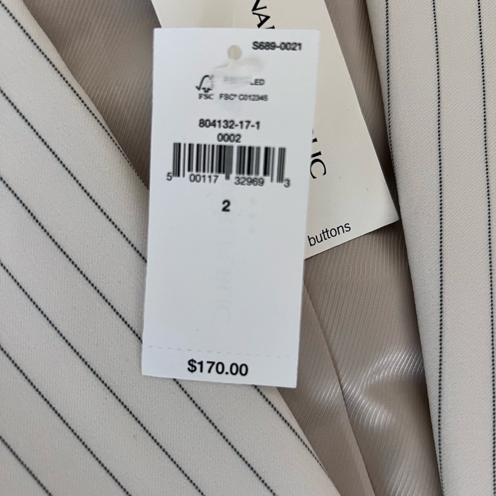 Banana Republic Striped Blazer and Pants Size 2 Beige Suit NWTO - Picture 8 of 15